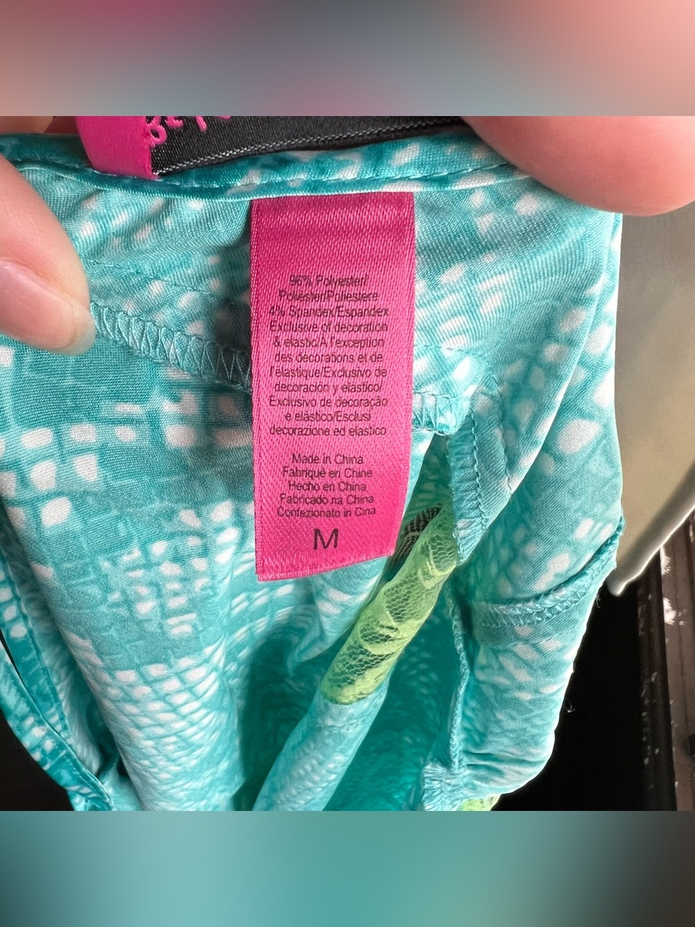 Betsey Johnson Turquoise Chemise with Lime Lace Trim - Picture 6 of 7